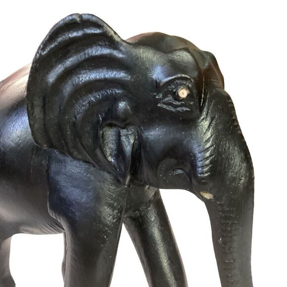Hand Carved Desert Black Ebony Elephants Symbol Of Peace - No Tusks - Picture 6 of 11